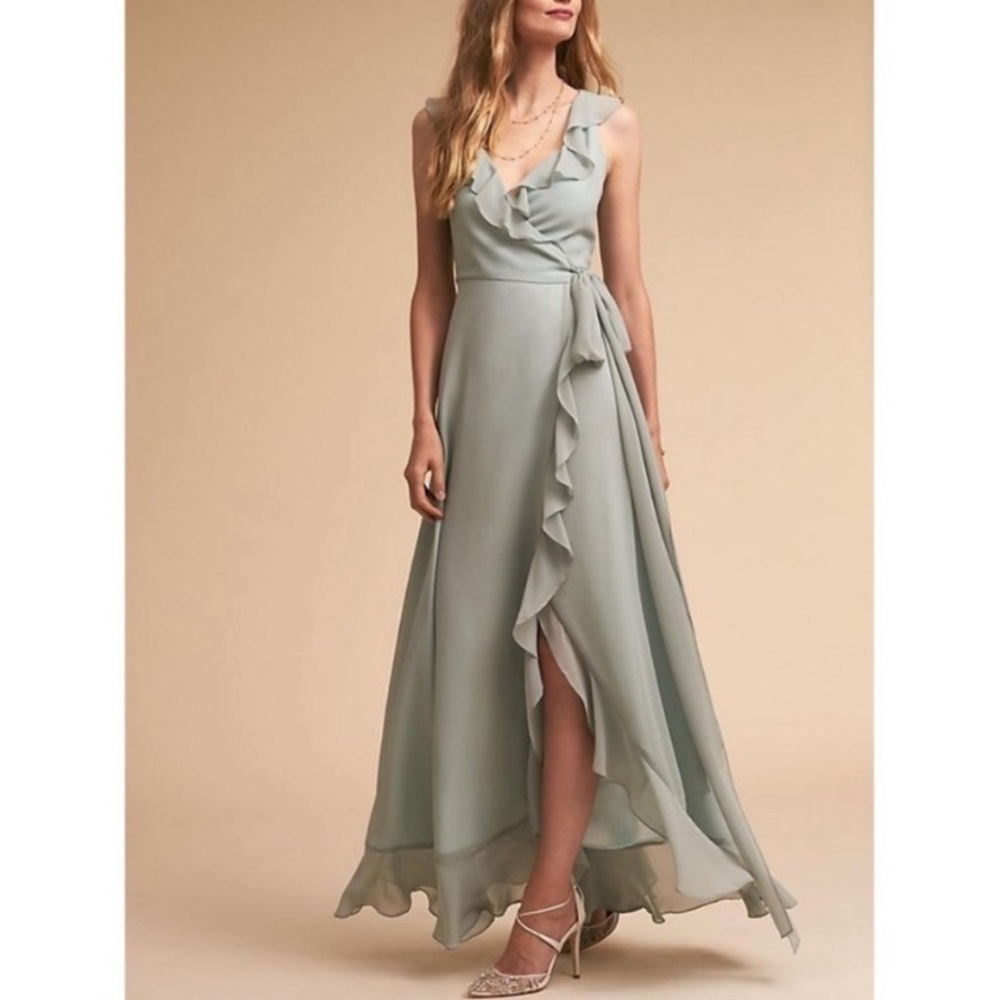 BHLDN NWT Julliard Maxi Dress Mist Anthropologie Donna Morgan Size 2 Prom Blue